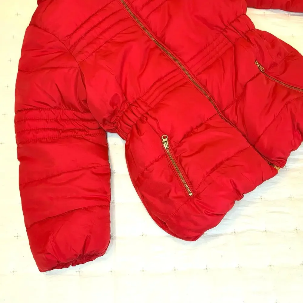 Joe Fresh Hooded Puffer Coat Jacket Girls 4/4T Red